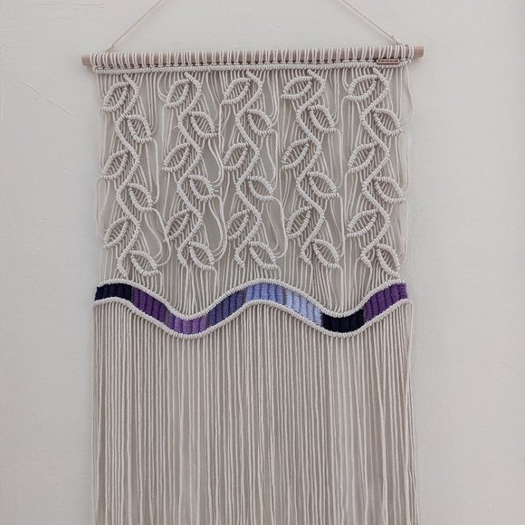 Macrame Handmade Wall Hanging - Purple Ombre Leaf Motif, MOVING SALE! - $200